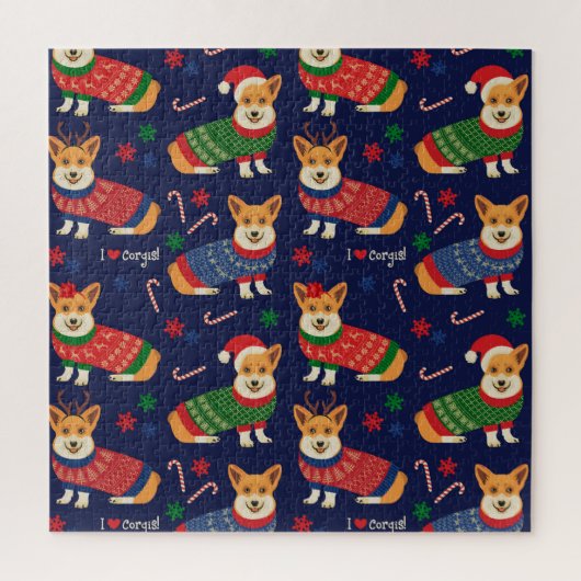 Kerstmis Corgis: feestelijke illustratie. Legpuzzel (Verticaal)