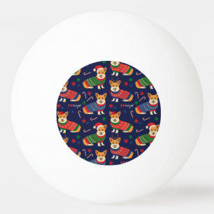 Kerstmis Corgis: feestelijke  illustratie. Pingpongballen