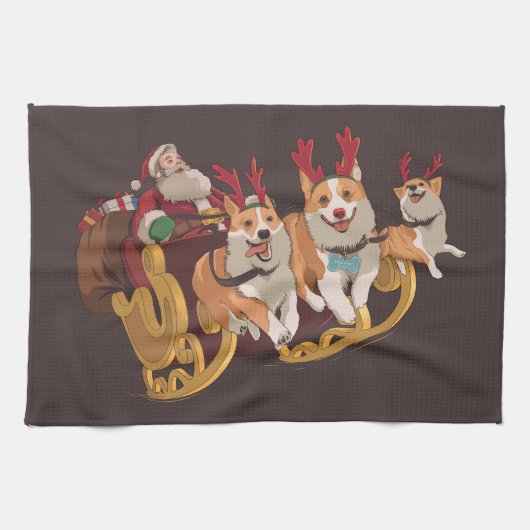Kerstmis corgis theedoek (Horizontaal)