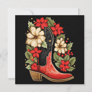 Kerstmis cowboy boot vakantie wenskaart feestdagenkaart