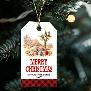 Kerstmis cowboylaarzen cadeautag met eigen naam cadeaulabel