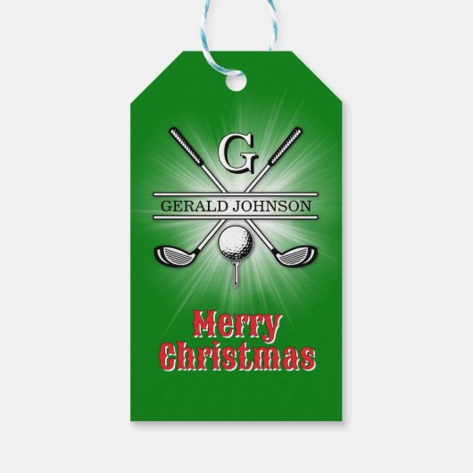 Kerstmis Custom Golf Monogram Ontwerp Cadeaulabel (Achterkant)