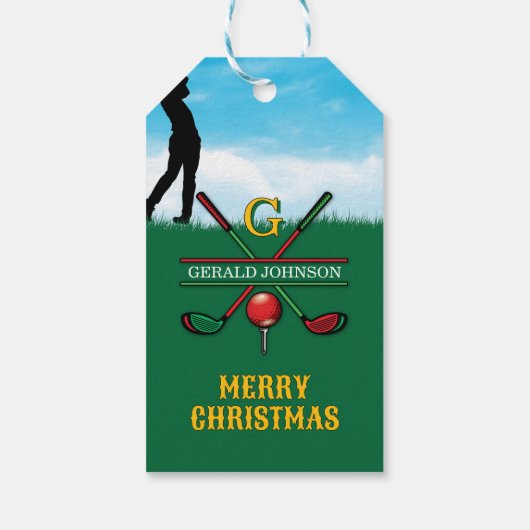 Kerstmis Custom Golf Vakantie Ontwerp Cadeaulabel (Achterkant)