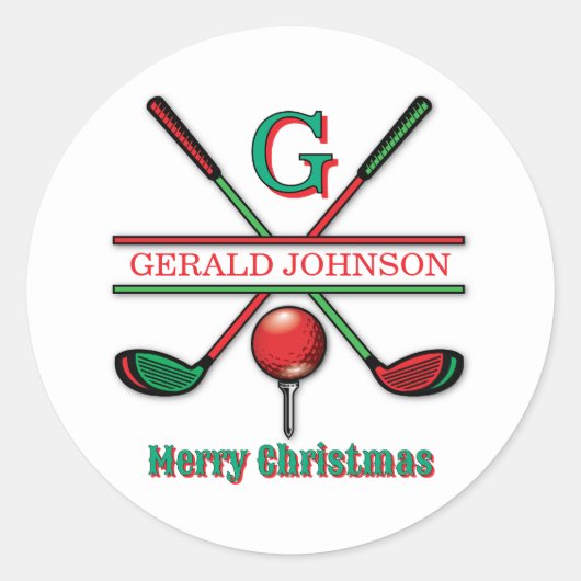 Kerstmis Custom Golf Vakantie Ontwerp Ronde Sticker (Voorkant)