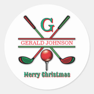 Kerstmis Custom Golf Vakantie Ontwerp Ronde Sticker