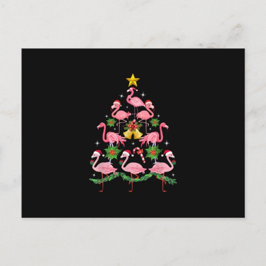 Kerstmis - Cute Flamingo Kerstboom Feestdagenkaart (Voorkant)