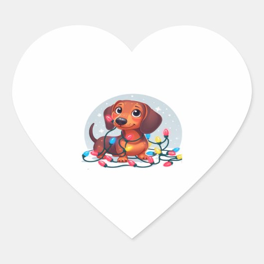 Kerstmis Dachshund 1 Hart Sticker (Voorkant)