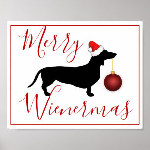 Kerstmis Dachshund Funny Merry Wienermas Poster