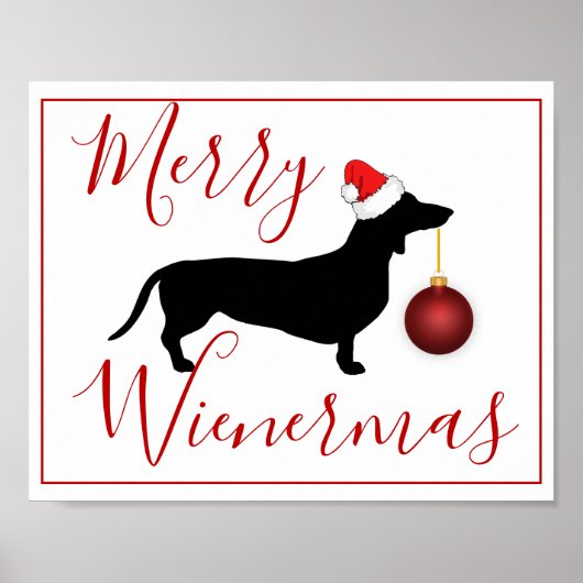 Kerstmis Dachshund Funny Merry Wienermas Poster (Voorkant)