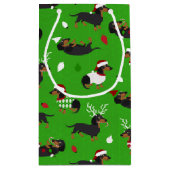 Kerstmis Dachshund Green Klein Cadeauzakje (Achterkant)