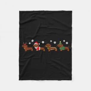 Kerstmis Dachshund Kerstman Hoed Hond Liefhebber H Fleece Deken