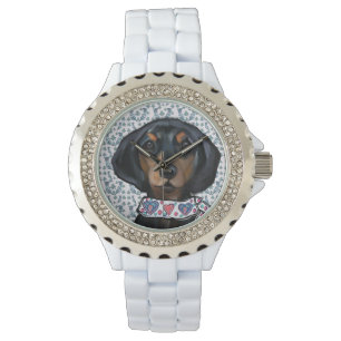 Kerstmis Dachshund Kunst Horloge