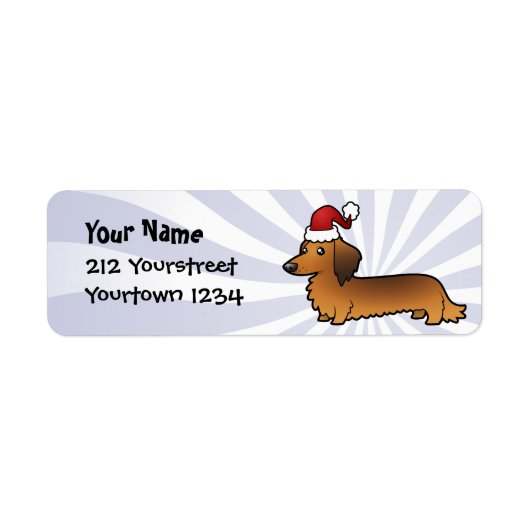 Kerstmis Dachshund (longhaar) Etiket (Voorkant)