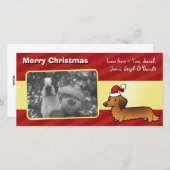 Kerstmis Dachshund (longhaar) Feestdagenkaart (Voorkant / Achterkant)