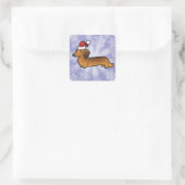Kerstmis Dachshund (longhaar) Vierkante Sticker (Tas)