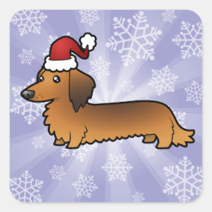 Kerstmis Dachshund (longhaar) Vierkante Sticker
