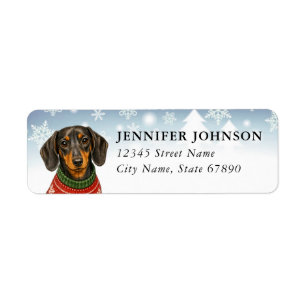 Kerstmis Dachshund Retouradreslabels Etiket