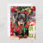 Kerstmis - Dachshund - Tanner Feestdagenkaart (Voorkant / Achterkant)