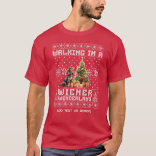 Kerstmis Dachshund Wandelen in een Wiener Wonderla T-shirt
