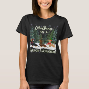 Kerstmis Dachshund Wandelen in een Wiener Wonderla T-shirt