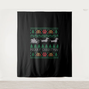 Kerstmis Dachshund Wiener Dog Dachshund Lelijke Ke Wandkleed