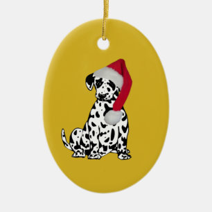 Kerstmis Dalmatian Gold Keramisch Ornament