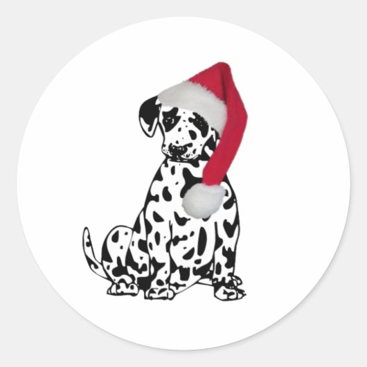 Kerstmis Dalmatian Ronde Sticker (Voorkant)