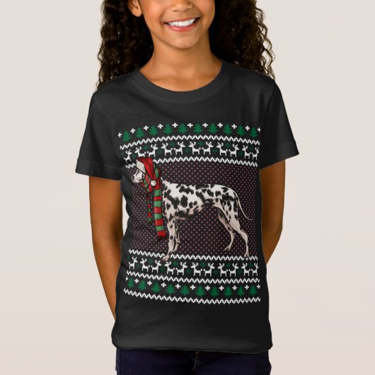 Kerstmis Dalmatische Hond Santa Hoed Lelijke Kerst T-shirt (Voorkant)
