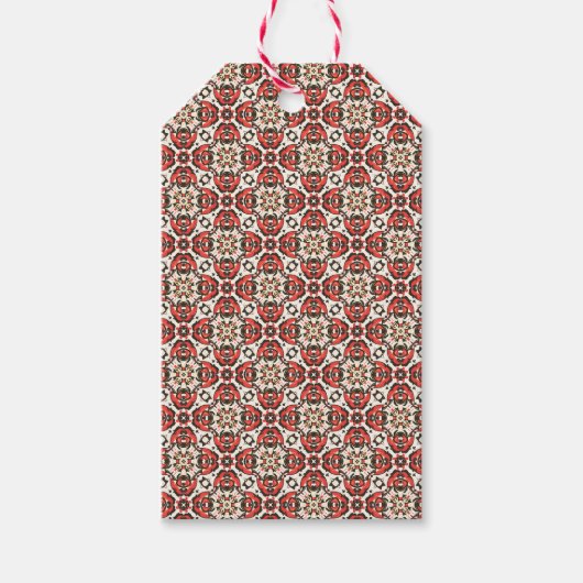  Kerstmis Damask Cadeaulabel (Voorkant)