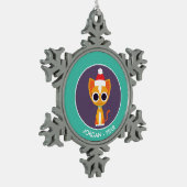 Kerstmis De kat Tin Sneeuwvlok Ornament (Links)