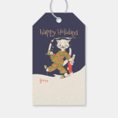 Kerstmis De pyjama van de kat Funny  CC0441 Cadeaulabel (Achterkant)