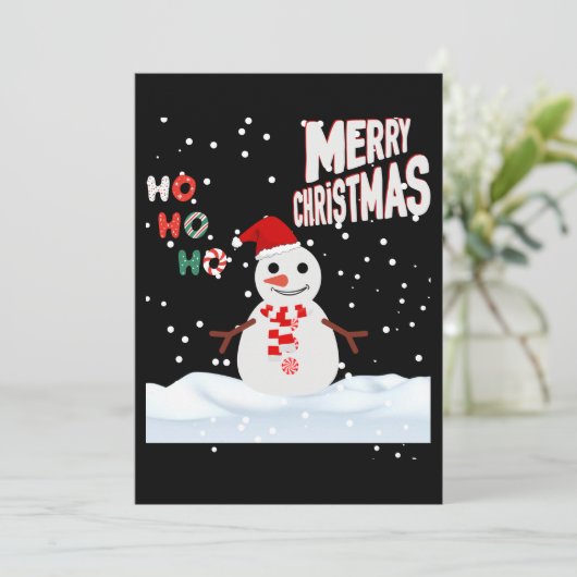 Kerstmis De Sneeuwman Uitnodiging (Staand voorkant)