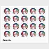 Kerstmis, de Yorkies van de kerstman Ronde Sticker (Vel)