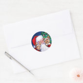 Kerstmis, de Yorkies van de kerstman Ronde Sticker (Envelop)