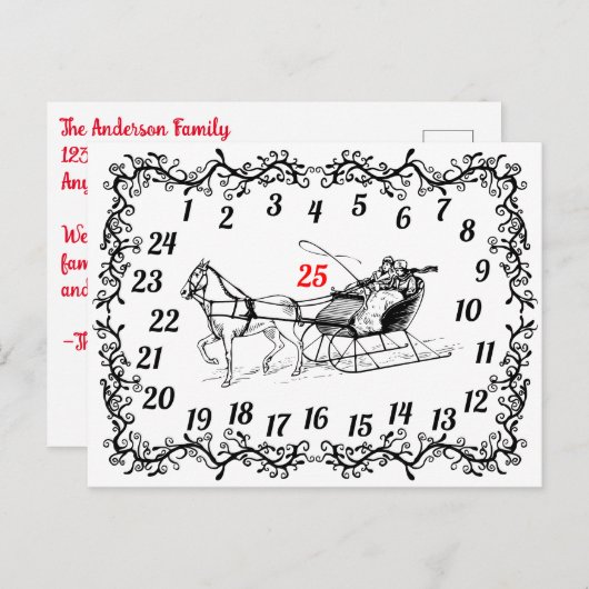 Kerstmis December Aftellen Advent Kalender Xmas Feestdagenkaart (Voorkant / Achterkant)