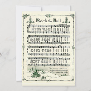Kerstmis, deciteer de Hall  Sheet Music Feestdagenkaart