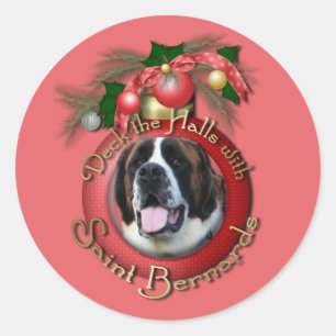 Kerstmis - Deck de Hallen - Sint Bernards - Mae Ronde Sticker