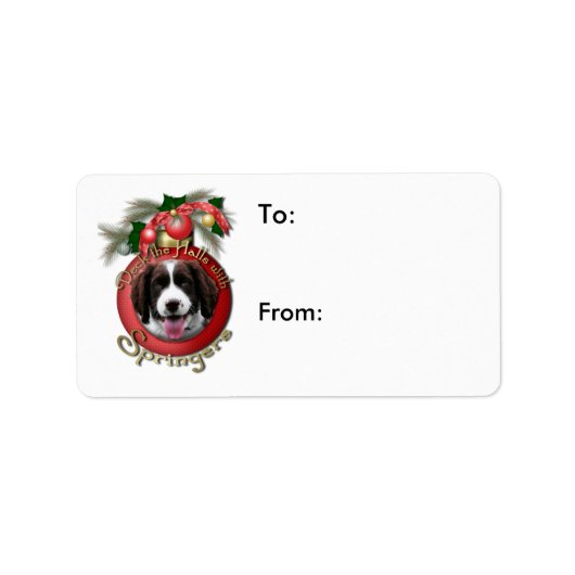 Kerstmis - Deck de Hallen Springer Spaniel Baxter Etiket (Voorkant)
