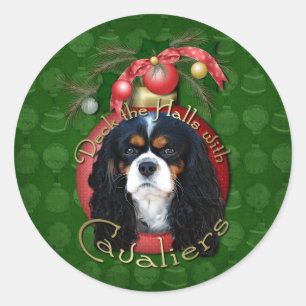 Kerstmis - Deck the Halls - Cavaliers - Tri-Color Ronde Sticker