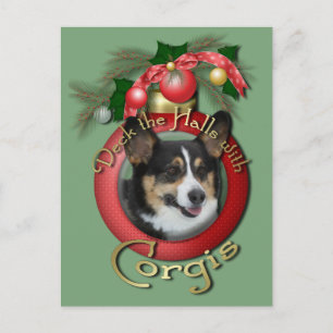 Kerstmis - Deck the Halls - Corgis Feestdagenkaart
