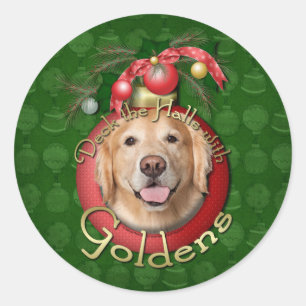 Kerstmis - Deck the Halls - Goldens - Corona Ronde Sticker