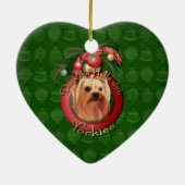 Kerstmis - Decreet de Halls - Yorkshire Terrier Keramisch Ornament (Achterkant)