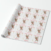 Kerstmis deer Snowflakes Persoonlijke naam Cadeaupapier (Uitgerold)