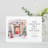Kerstmis deur vakantie verhuisaankondiging feestdagenkaart (Staand voorkant)