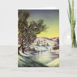 Kerstmis, diepgevroren meer met ijsboers feestdagen kaart