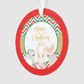 Kerstmis Dieren Gezichtsbedekkers 2020 lama Ornament (voorkant)