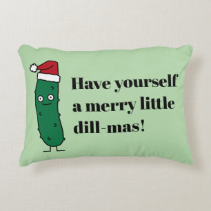 Kerstmis Dilloogpickle met een Kerstmanhoed Accent Kussen