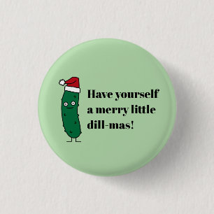 Kerstmis Dilloogpickle met een Kerstmanhoed Ronde Button 3,2 Cm