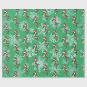 Kerstmis Dinosaur Cute Green Kinderen Cadeaupapier (Vlak)