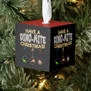 Kerstmis Dinosaur Dino Woordspeling Kubus Ornament